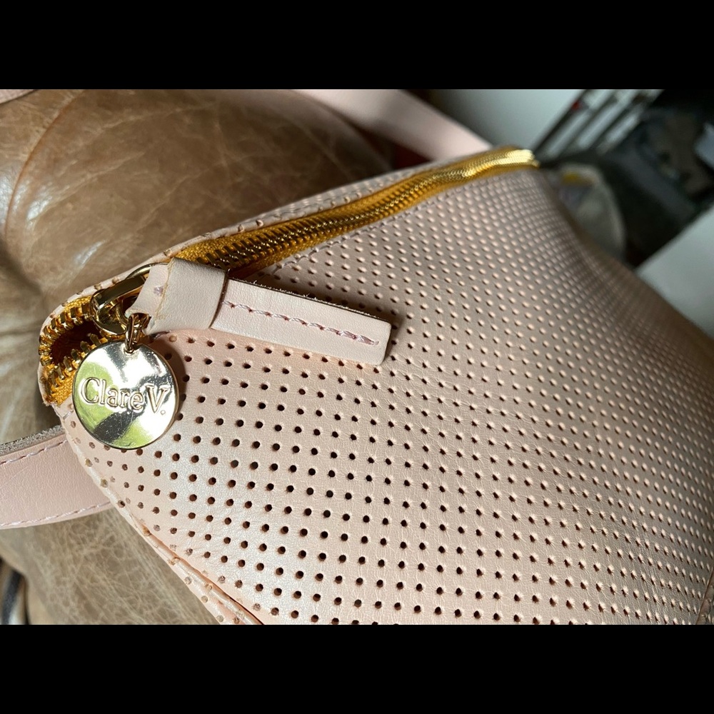Clare Vivier Fanny Pack - peach pink perforated leather